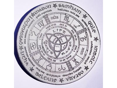 Wheel of the Year Altar Tile - silver colour